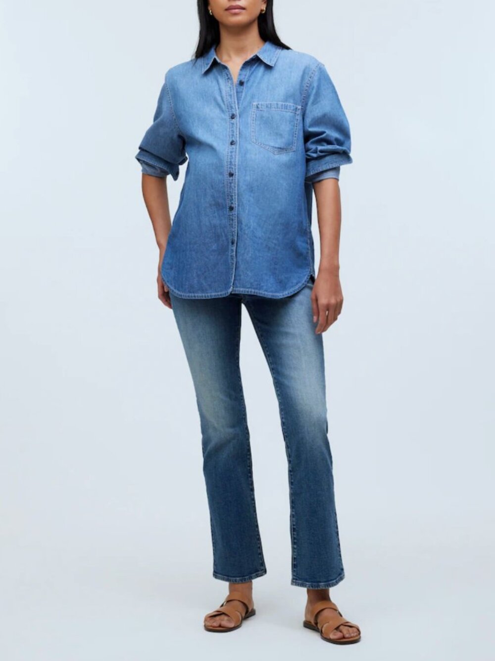 Maternity Over-the-Belly Kick Out Crop Jeans in Oneida Wash by Madewell